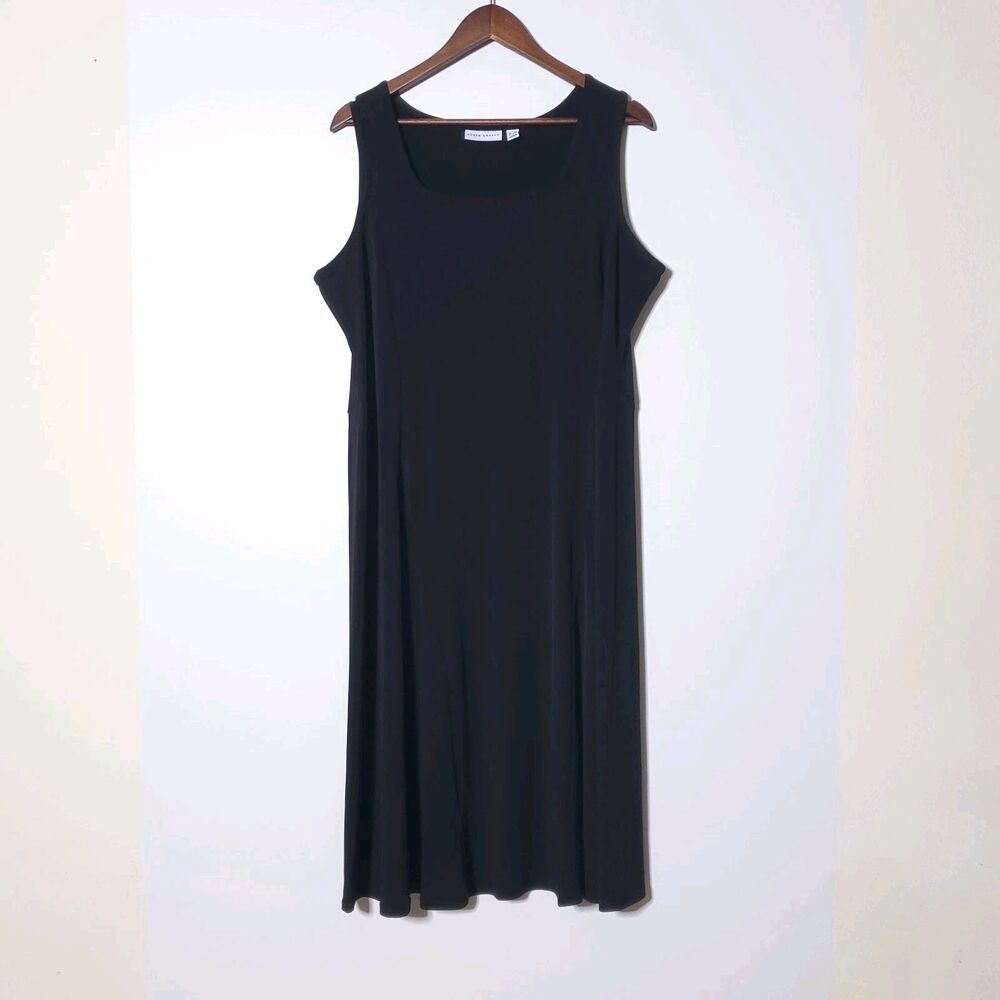 Susan Graver Jersey Dress 1XP Petite Womens Liquid Knit Black Dress  Sleeveless